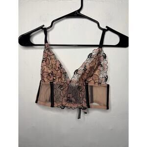 NEW Victorias Secret Very Sexy Lace Bralette Size XS Tan Black Floral